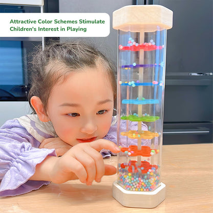 WODI Wooden Rain Stick Baby Toys 0-6-12 Months, Montessori Toys for Babies 6-12 Months, Developmental Toys Baby Rattles Infant Musical Instrument Baby Musical Toys for 1 Year Old Toddler Kids Gifts