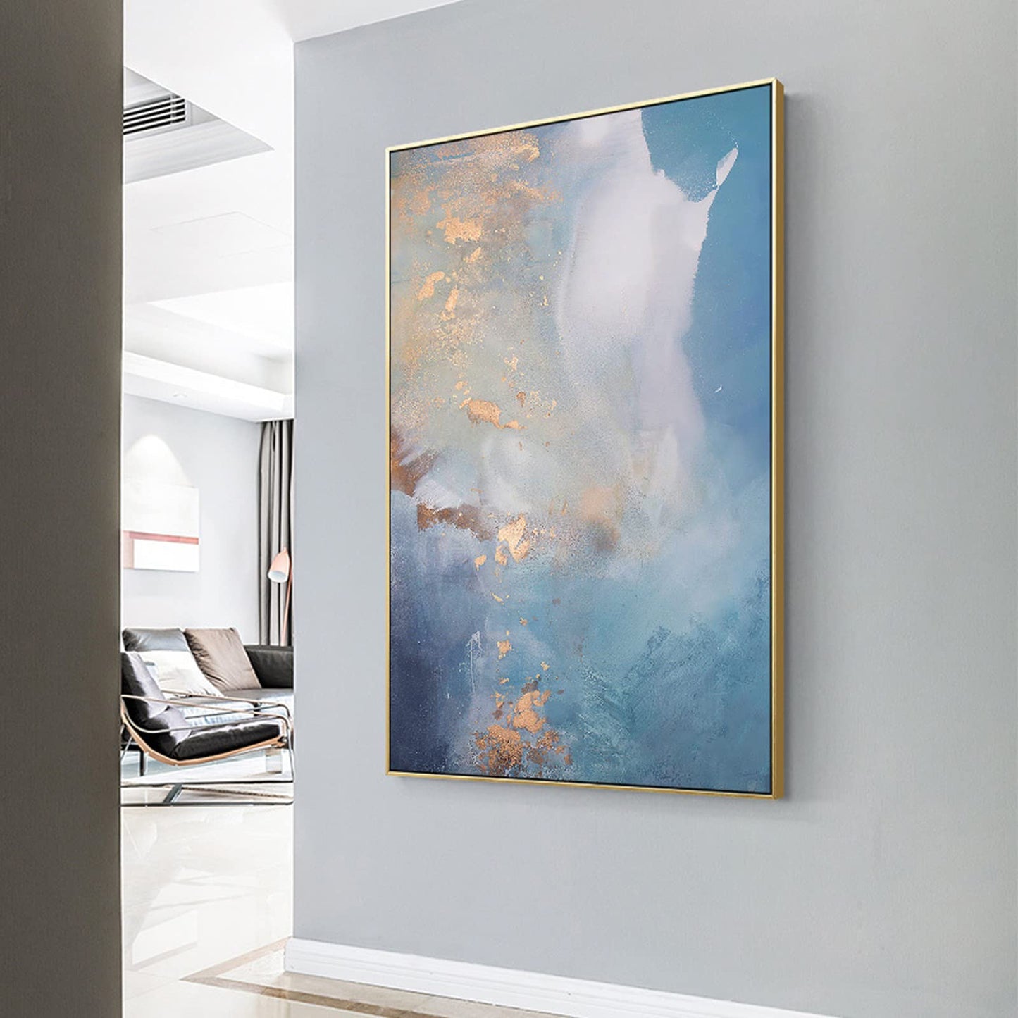 GVS-ART DIY Metal Floating Frame for 9X12“ Canvas Painting Art,1 1/2"(3.8cm) Depth, Floater Frame,Mental Frame Kit, Cut to Pieces,Not Include Canvas or Mat Light Gold Frame