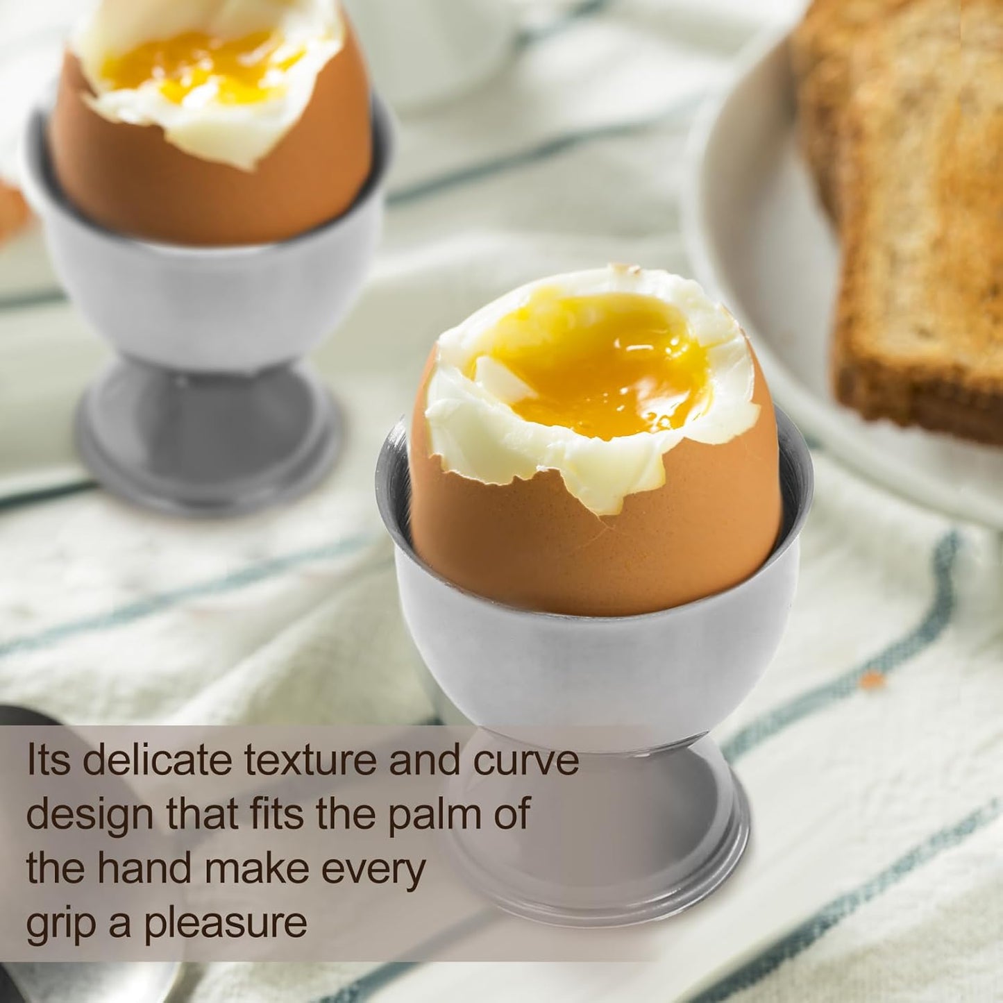 2 Bonsicoky Pcs Silver Egg Cups - Stainless Steel Egg Holder - Egg Tray Kitchen Tool for Soft & Hard Boiled Eggs