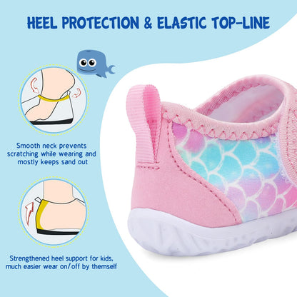 LeIsfIt Boys Girls Water Shoes Kids Aqua Socks Toddler Quick-Dry Beach Swimming Shoes Lightweight Breathable Non-Slip Outdoor Sport Water Shoes Pink Scale 12 Little Kid