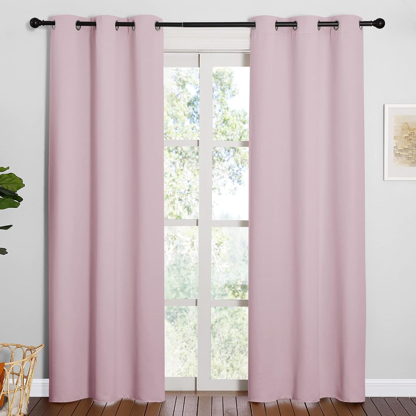NICETOWN Blackout Curtains - Thermal Insulated Grommet Drapes for Nursery | Baby Pink, 42 x 84 Inches