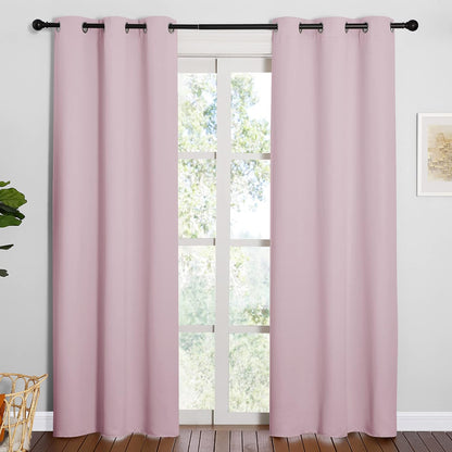 NICETOWN Blackout Curtains - Thermal Insulated Grommet Drapes for Nursery | Baby Pink, 42 x 84 Inches