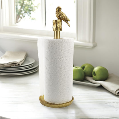 JKONCETTO Paper Towel Holder Countertop, Gold Paper Towel Stand with Bird Design Top