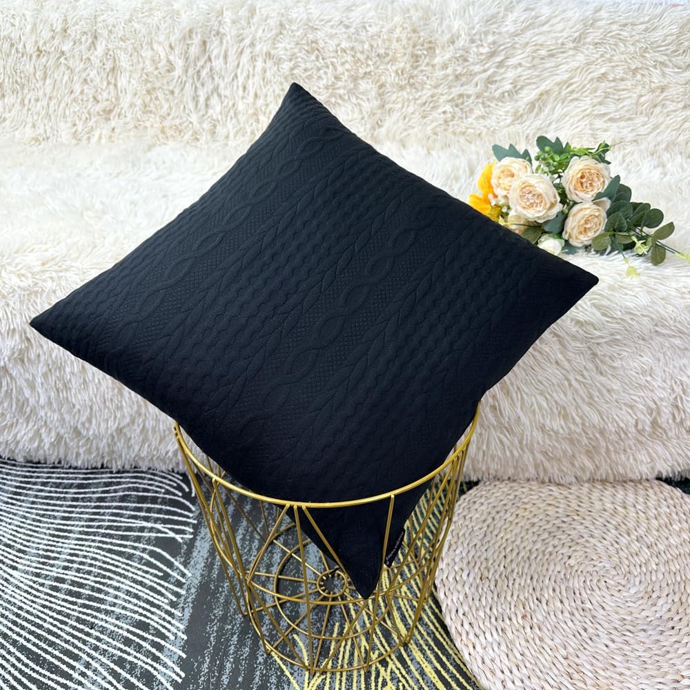 Booque Valley Black Pillow Covers, Pack of 2, Super Soft Elegant Stretchy Cushion Cases 18 x 18 inch