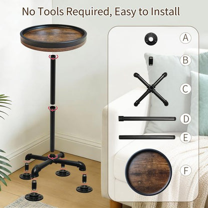 LAIDUOLEOE Small Round Side Table for Small Spaces, Pedestal Drink Table with Non-Slip Feet, Martini Table No-Tool Assembly for Living Room, Bedroom, Narrow Corners, Sofa, Bathroom