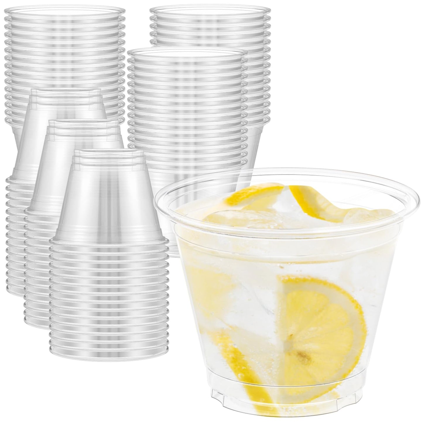 Dealusy 100 Pack 9 oz Clear Plastic Cups, Sturdy & Food Safe Disposable Plastic Cups for Wine Cocktail Punch
