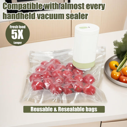 40PCS Reusable vacuum seal bags for food - 20PCS Large (13.4×10.2") And 20PCS Small (8.3×8.7") Compact Vacuum Sealer Bags, Leak-Proof Odor-Resistant for Refrigerator Outdoor Travel Food Storage