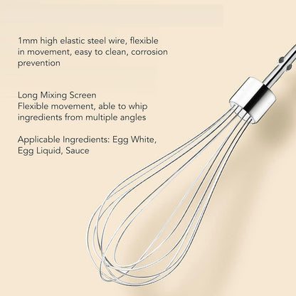 3 Speed Electric Hand Mixer, Portable Whisk Milk Foam Maker, Handheld Electric Mixer with Chopper for Home