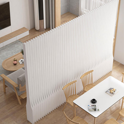 Paper Room Divider Panel Adjustable & Foldable Privacy Partition Portable Wall Divider Screen for Office, Leisure Area & Home Separation (White, H102.4 xL118.1)