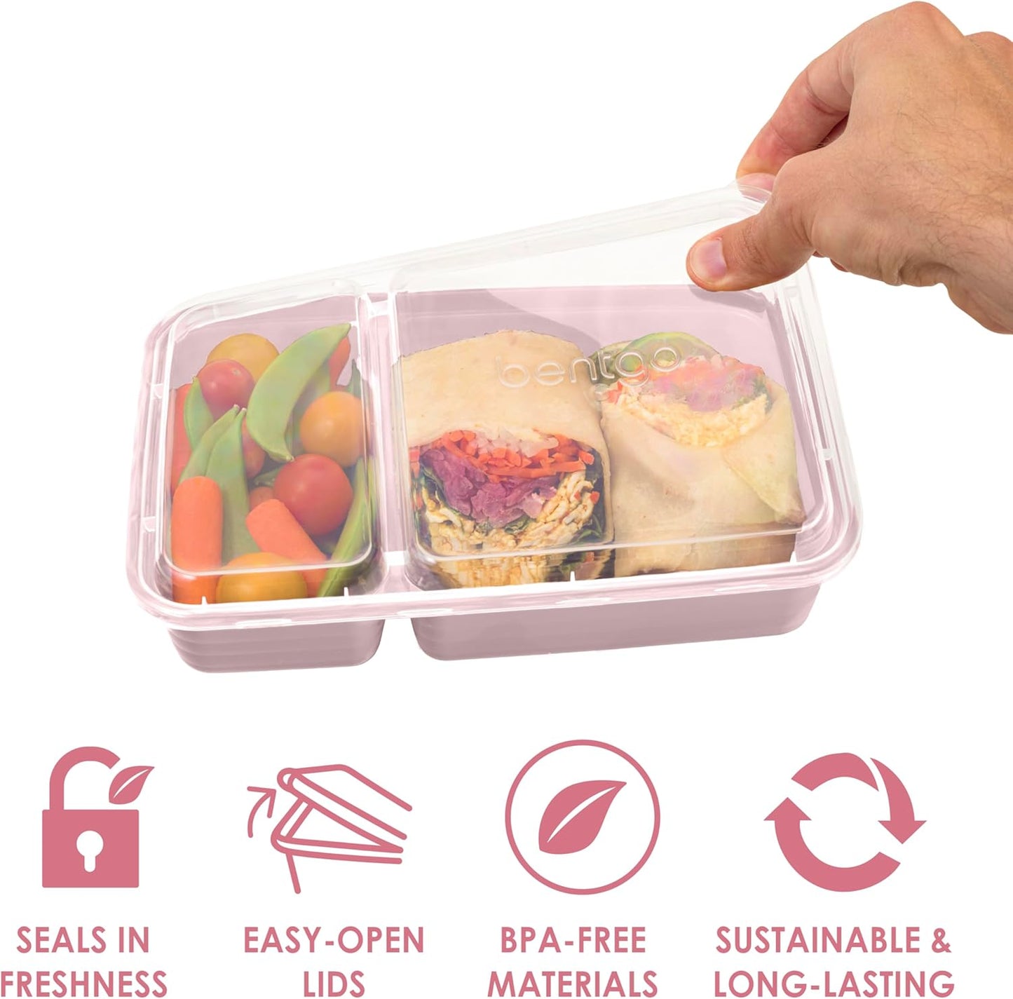 Bentgo 20-Piece Lightweight, Durable, Reusable BPA-Free 2-Compartment Containers - Microwave, Freezer, Dishwasher Safe
