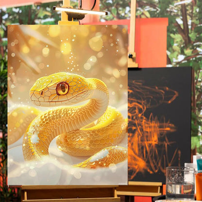 HMDIIMGE Golden Snake Diamond Painting Kits for Adults, Animals Diamond Painting Art Kit for Adult, 5D Full Drill Painting by Diamonds Art for Home Leisure and Wall Decoration Gifts 12x16 Inch