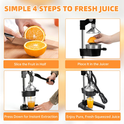 Yopmb Cast Iron Manual Citrus Juicer, Heavy Duty Hand Press Juicer for Orange, Lemon and Pomegranate, Orange Juicer for Countertop, Commercial Grade for Home Kitchen and Bar, Easy to Use and Clean