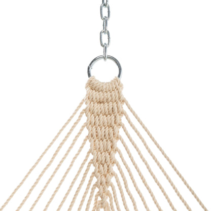 Hatteras Hammocks Deluxe Oatmeal Duracord Rope Hammock with Free Extension Chains & Tree Hooks, Handcrafted in The USA, 450 LB Weight Capacity, 13 ft. x 60 in