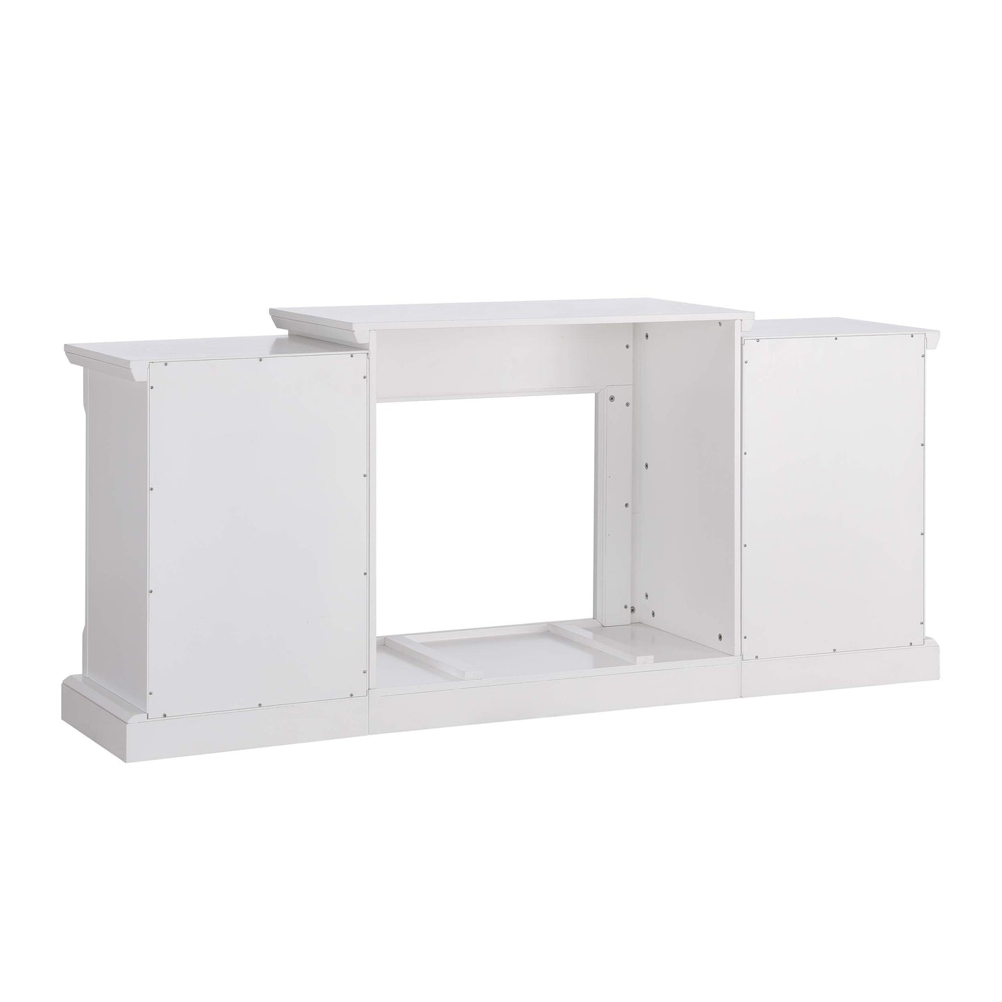 SEI Furniture Gallatin Faux Stone Electric Fireplace with Bookcases, New White