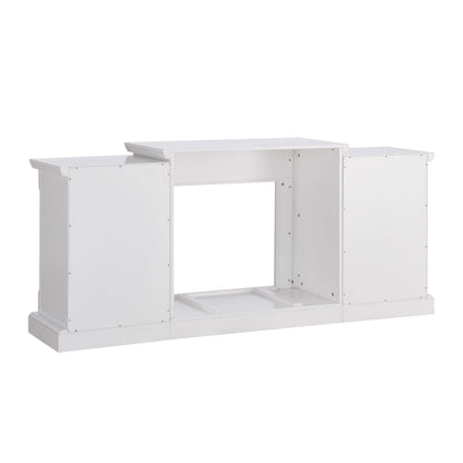 SEI Furniture Gallatin Faux Stone Electric Fireplace with Bookcases, New White