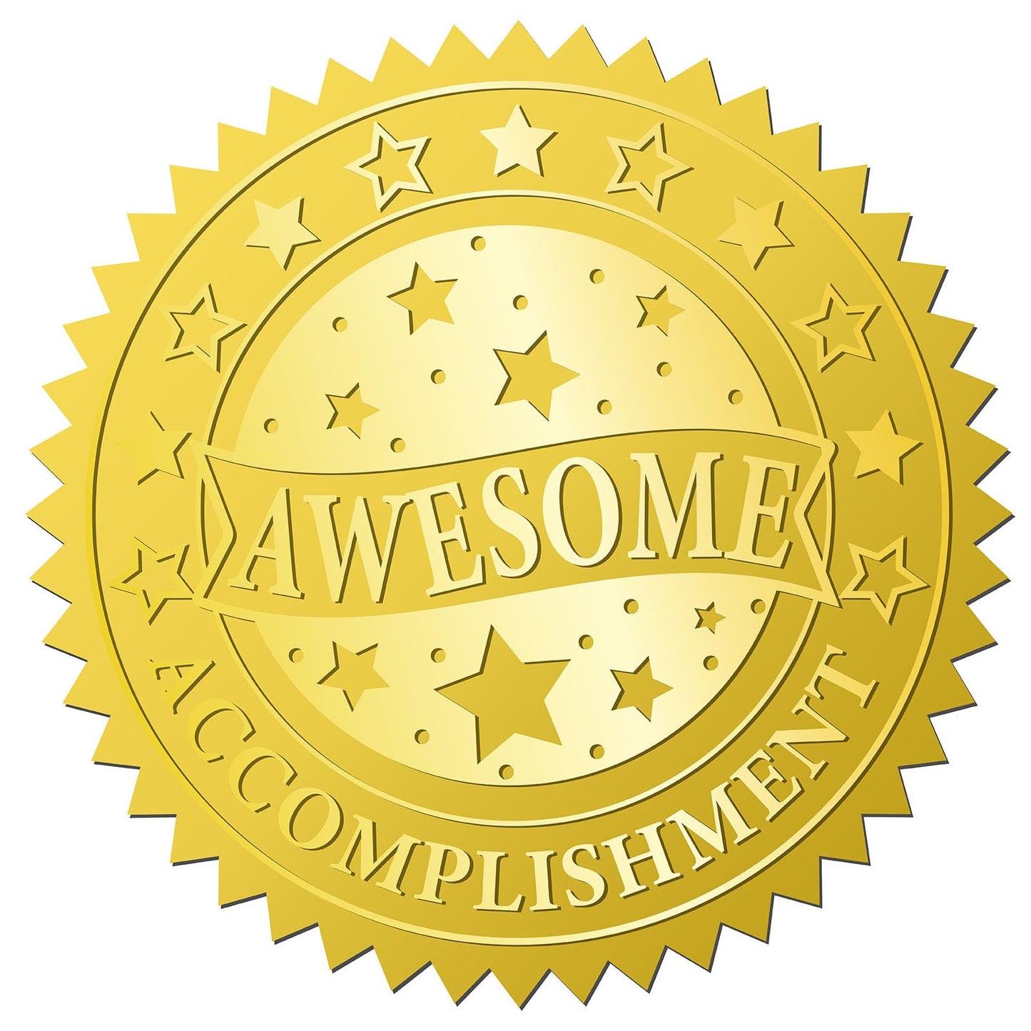 CRASPIRE 408Pcs Awesome Accomplishment Gold Foil Embossed Stickers 2" Planet Self Adhesive Envelopes Seals Round Labels for Wedding Invitation Corporation Graduation Certificates Diplomas Gift Award