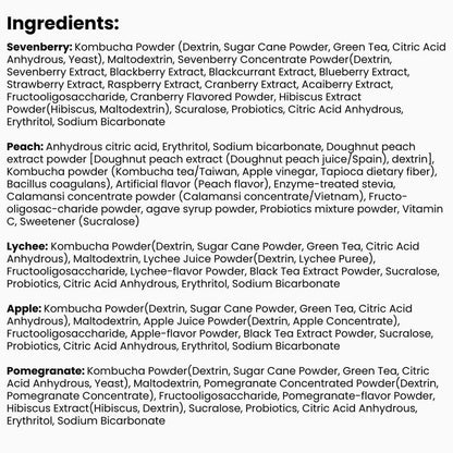 Korean Kombucha Tea, Powder 5g x 10 Sachets (50g/3.52oz) Probiotics, Prebiotics, Sugar Free, Diet Tea, Healthy Drink (5 Variety Flavor)