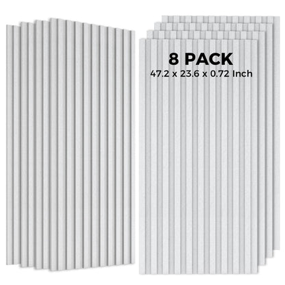 8 Pack Acoustic Panels, Bilayer Sound Absorbing Panels,47.2” x 23.6”x 0.72”Sound Proof Panels for Walls,Decorative Sound Panels, High-Density Acoustic Wall Panels, White