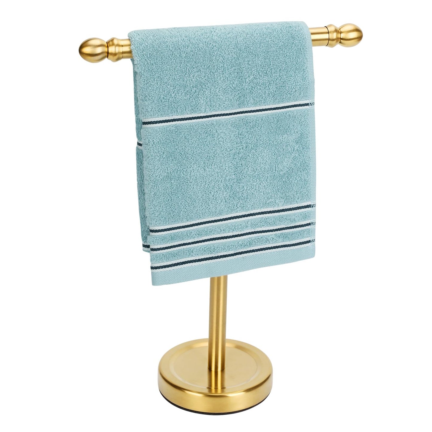Hand Towel Holder Gold, T-Shape Hand Towel Stand for Bathroom, Stand Hand Towel Rack Free-Standing Towel Bar for Bathroom Kitchen Countertop, Stainless Steel