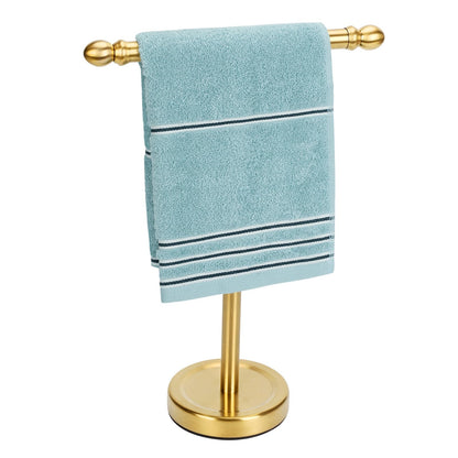 Hand Towel Holder Gold, T-Shape Hand Towel Stand for Bathroom, Stand Hand Towel Rack Free-Standing Towel Bar for Bathroom Kitchen Countertop, Stainless Steel