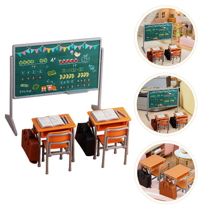 TOYANDONA 13pcs Miniature School Supplies - Doll School Supplies Mini Dollhouse Accessories Include Desk Chair Set Doll Schoolbag Blackboard Book for Miniature Classroom Furniture