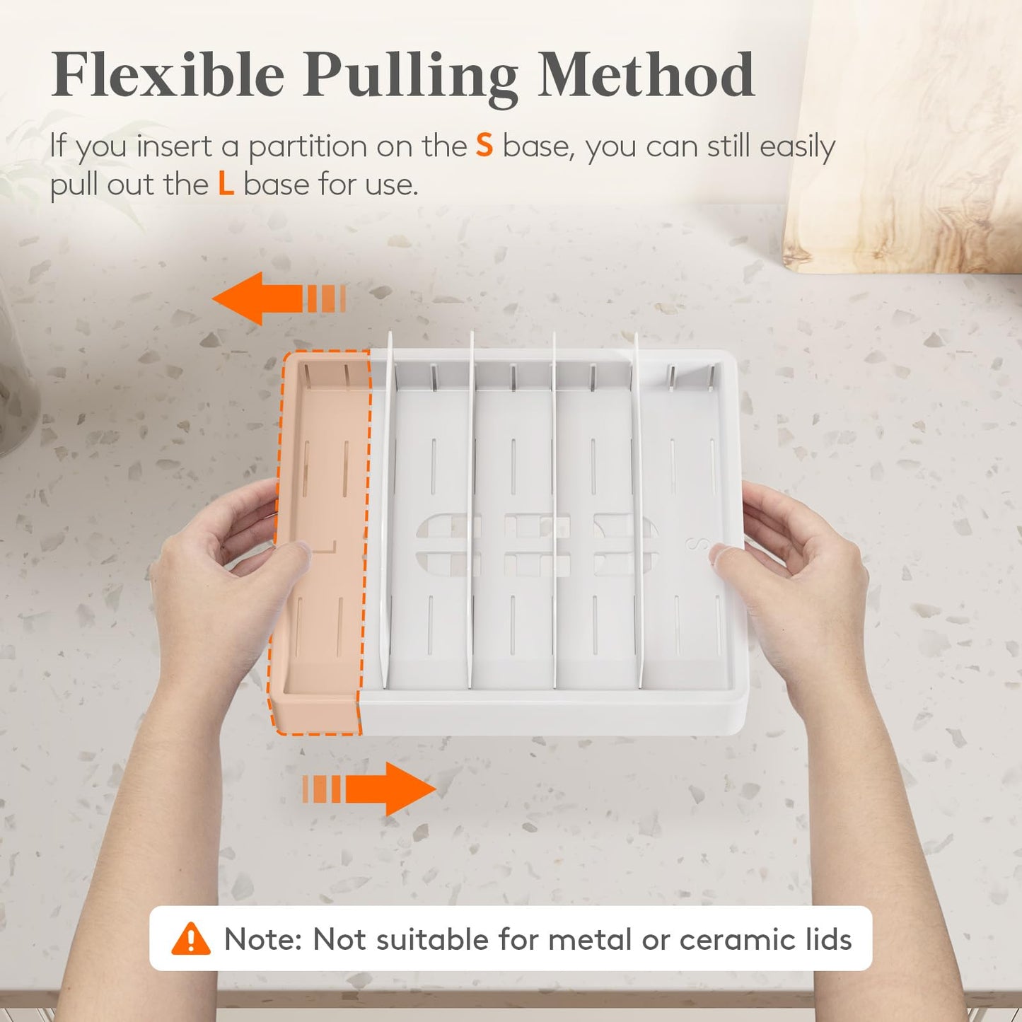 Lifewit Kitchen Cabinet Organizer for Food Contanier Lid, Expandable Lids Holder with 8 Adjustable Dividers & 9 Sections for Pantry Organizers and Storage, Home Drawer Organization, Large, 9.8"-17"