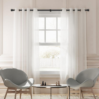 Skiennix 1” Diameter Adjustable Curtain Rod - Heavy Duty Matte Black | Fits 30-170 Inch Windows