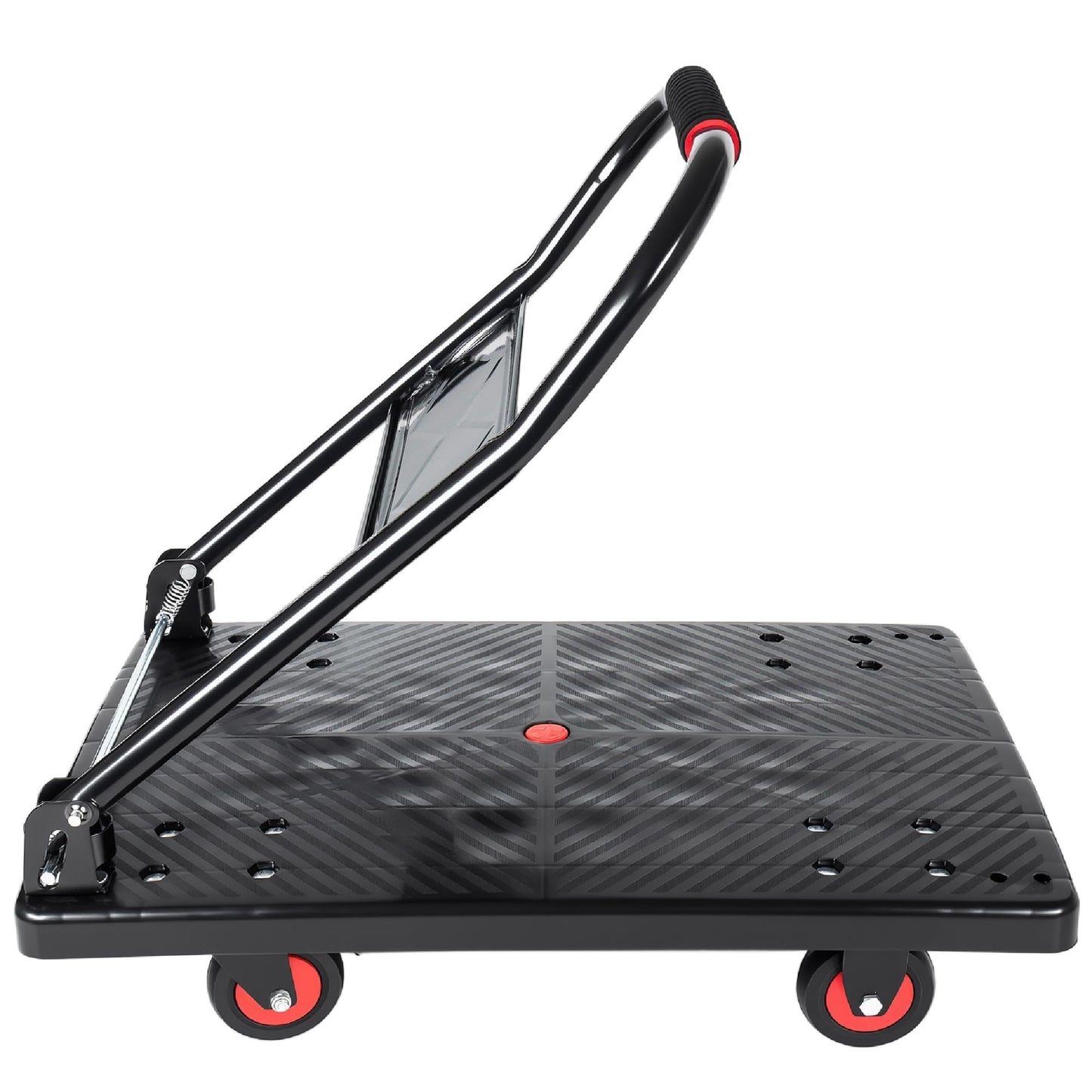 Foldable Trolley Cart with 5-Inch Silent Wheels, Heavy-Duty Wheeled Platform Cart for Transporting, 660LBS Capacity, 4 Steel Beams, Foldable Hand Truck for Warehouse Garage Home Use,A1