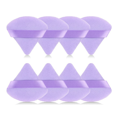 8Pcs of Triangular Powder Puff Makeup Sponges, Made of Super-soft Velvet, Designed for Contouring, Eye, and Corner, Beauty Blender Foundation Mixing Container.(Black)