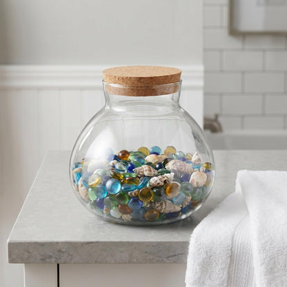 Glass Terrarium Bottle with Cork Lid, Round Jar for Micro Landscape DIY Plant Terrarium Moss Crafts Home Decor Kitchen Storage Container, 5.90X6.29X5.90 Inch