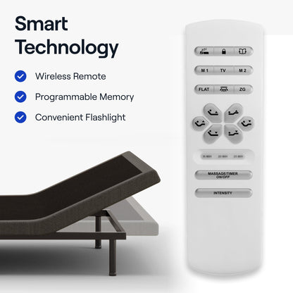 Nectar Premier Adjustable Base - Queen - Head & Foot Incline - Wireless Remote with Memory- 3 Massage Settings - 4 USB Ports - Anti-Snore & Zero Gravity