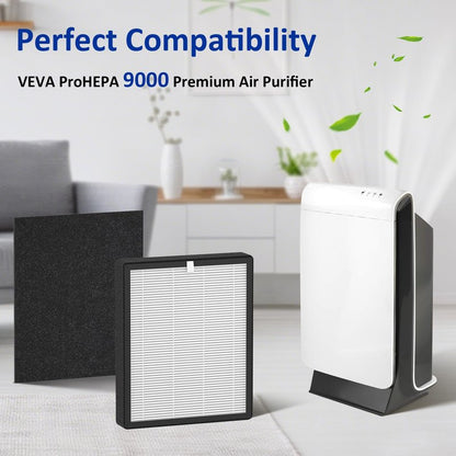 ProHEPA 9000 True HEPA Replacement Filters Compatible with VEVA ProHEPA 9000 Puri-fiers, 4 pack H13 True HEPA Filters & 4 Activated Carbon Pre-Filters
