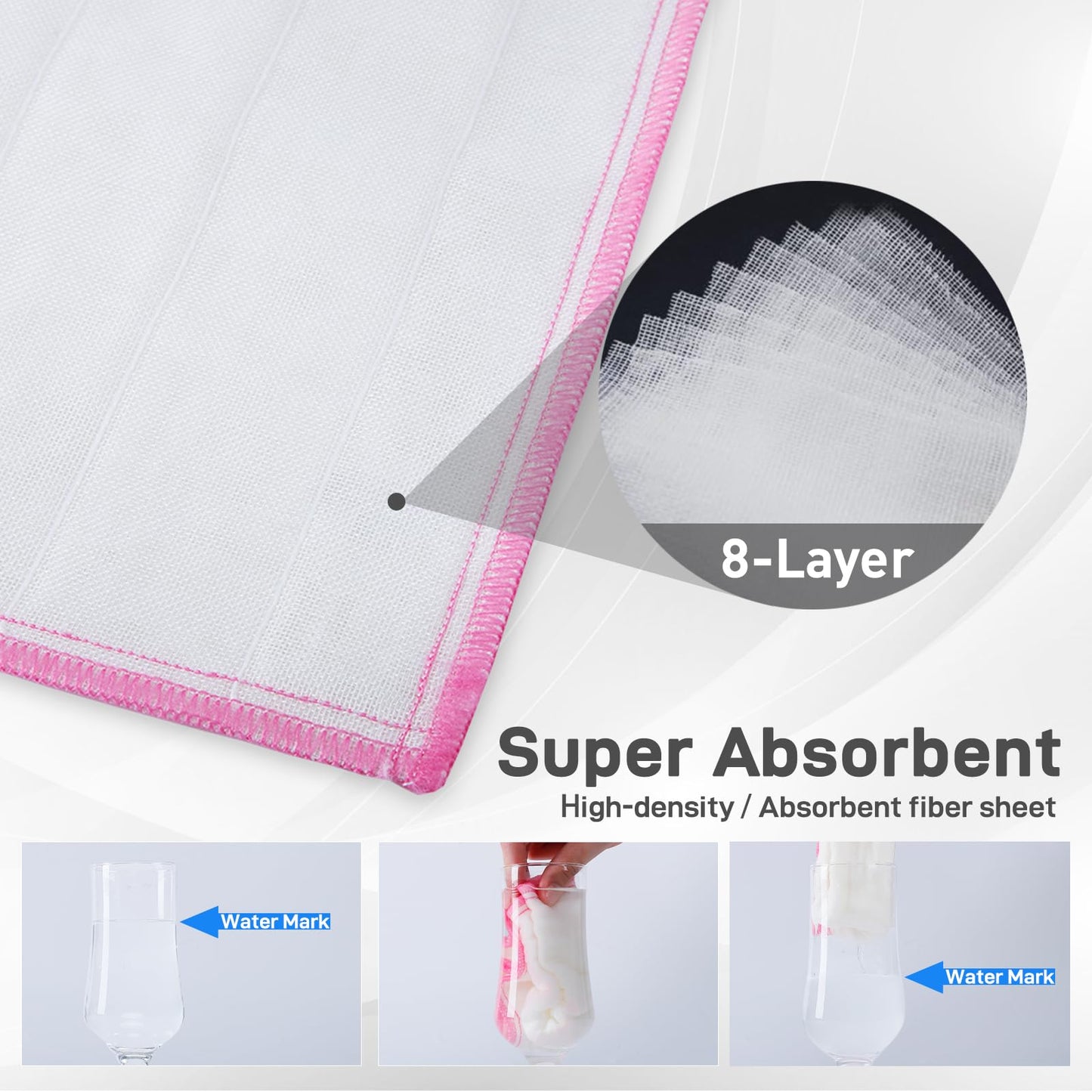 OnBrand Naturally Wood Fiber Cleaning Cloth, Microfiber Cleaning Cloths, 10 Pcs (12" x 10.7" Each), 8 Layers High-Density Super Absorbing Dish Cloths, Reusable General Kitchen Towel