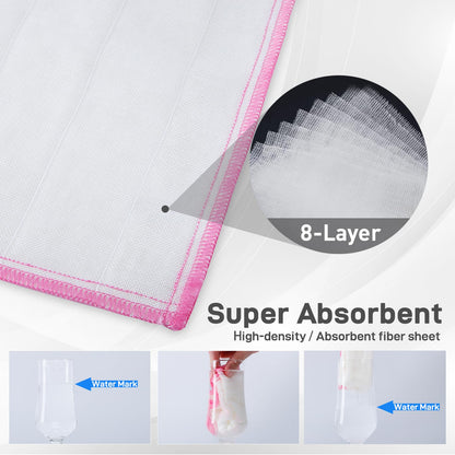 OnBrand Naturally Wood Fiber Cleaning Cloth, Microfiber Cleaning Cloths, 10 Pcs (12" x 10.7" Each), 8 Layers High-Density Super Absorbing Dish Cloths, Reusable General Kitchen Towel