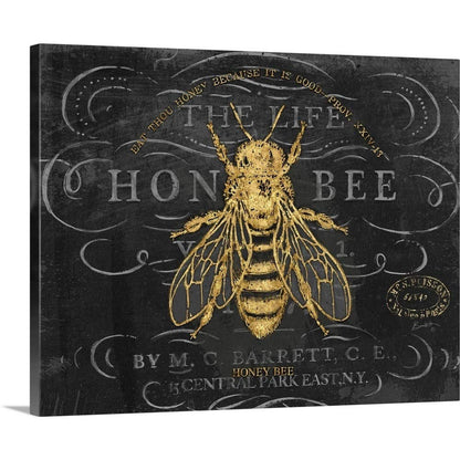 CANVAS ON DEMAND Honey Bee Canvas Wall Art Print by Chad Barrett, Home Decor, Quote, Wildlife Artwork,45" x36in