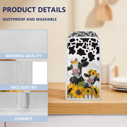 Cow Sunflower Print Can Opener Cover - Washable Electric Dust Cover for Kitchen Home Decor Accessories