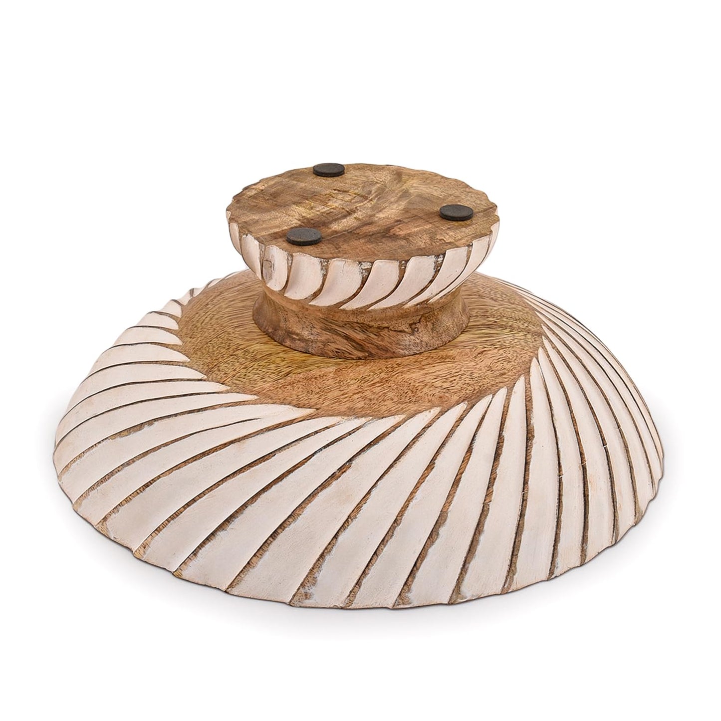 NIRMAN FRUIT BOWL Mango Wood Fruit Bowl Pedestal Bowl for Table Décor, Wooden Fruit Bowl for Kitchen Counter Pedestal Fruit Bowl, Dried Fruit (12" X 12" X 4.75")