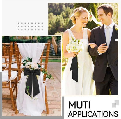 Black Wreath Sash Set by [Brand Name] - Elegant Linen Ribbon Bow for Front Door & Porch Decor
