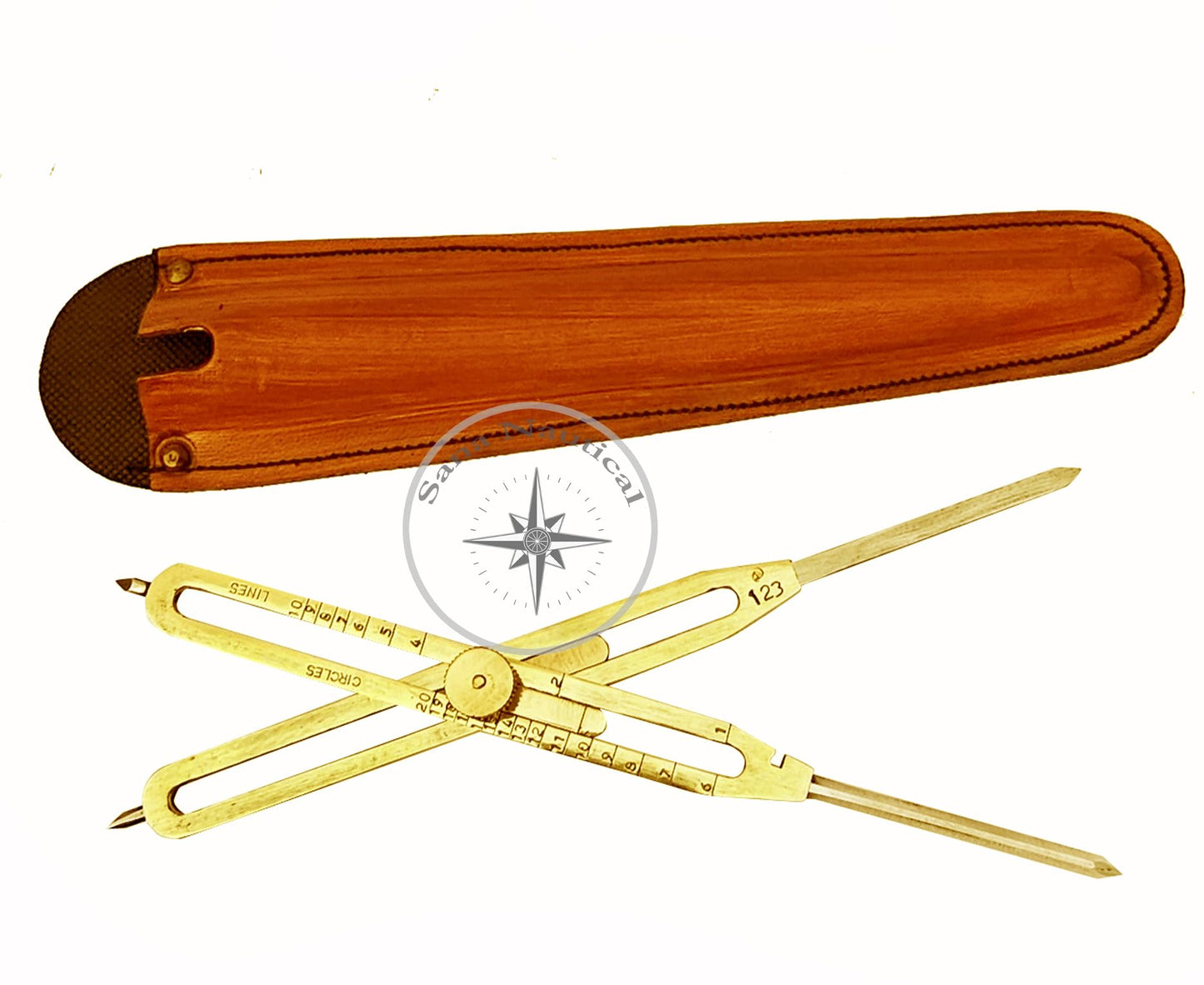 Sana Nautical Artist Proportional Scale Divider Drawing Tool Professional 12” Long Solid Brass with Heavy Duty Steel Point with with Leather case, Golden, M