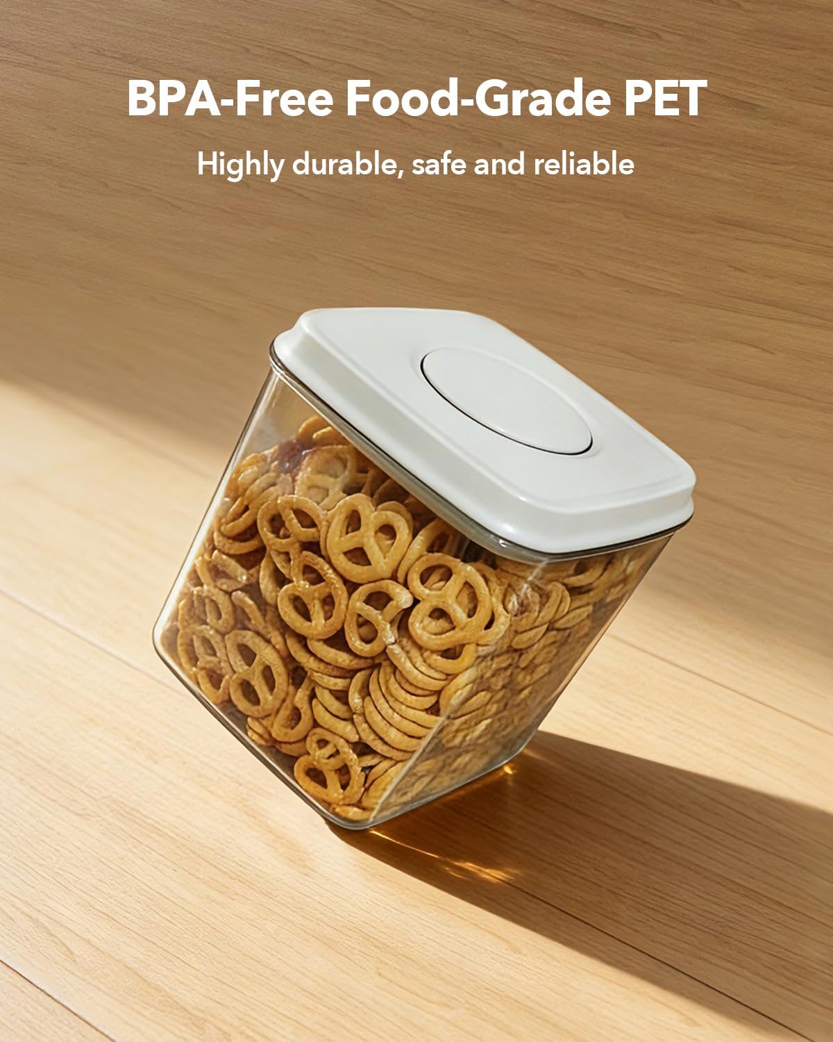 EQI Airtight Food Storage Container with One-Touch Lid, 2.8 QT / 2.65 L Stackable BPA-Free PET for Coffee, Sugar, Spices & Pantry Organization.