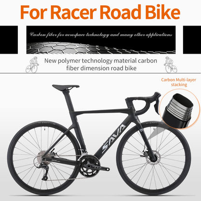 SAVADECK Carbon Disc Road Bike, Integrated Design Racing Bicycle Carbon Frame Carbon Fork with Shimano SORA R3000 Derailleur System 18 Speed Disc Brake Road Bike for Men or Women(White,51cm)