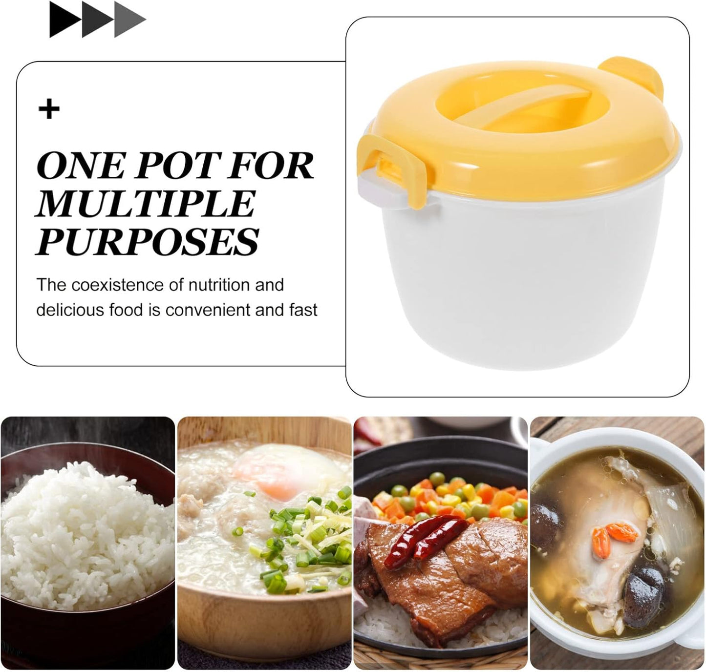 Microwave Rice Cooker Vegetable Steamer Set, Portable Non-Stick Pot for Cooking Soup, Rice, Stews, Oatmeal
