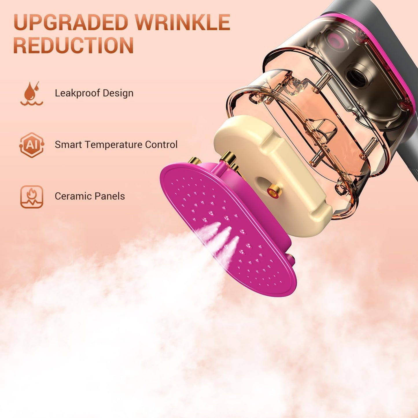 Handheld Clothes Steamer, 2000W Powerful Iron, 9-Second Fast Heat-up, 2 in 1 Fabric Wrinkle Remover for Home Travel