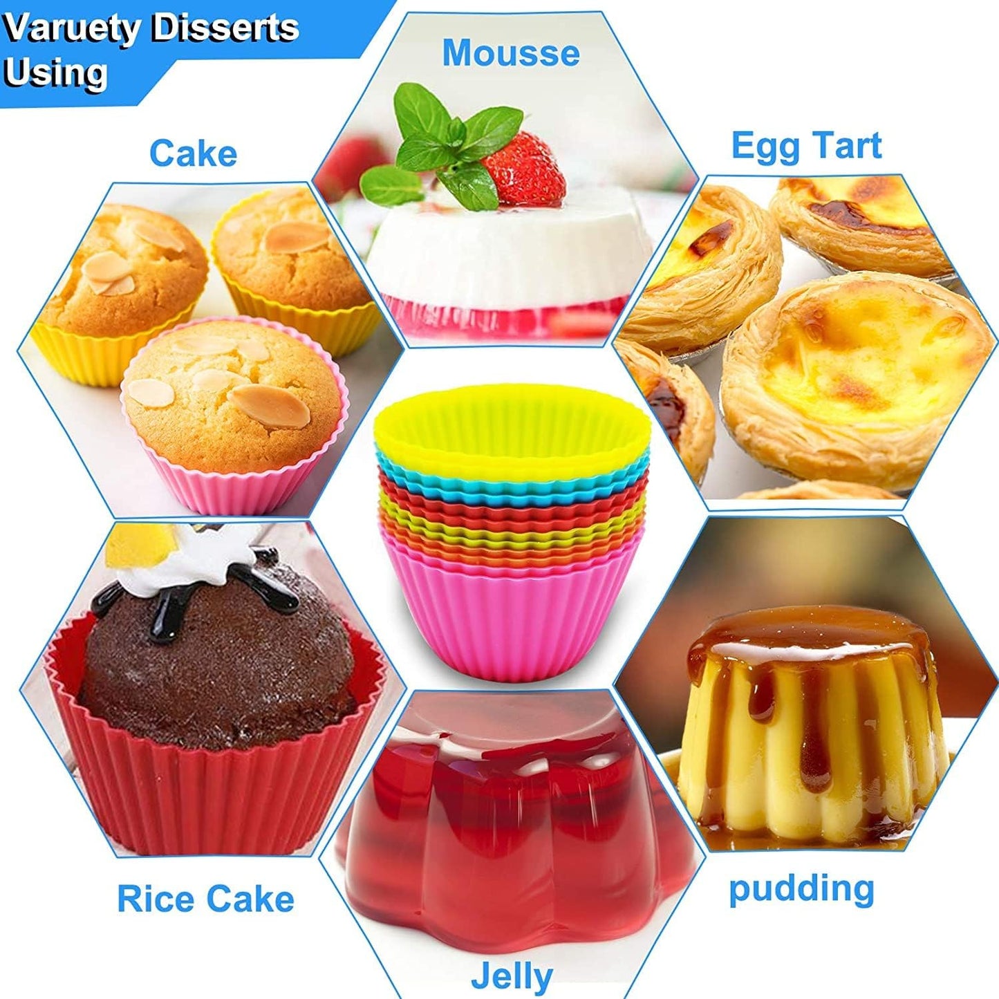 Utoolmart Silicone Cupcake Baking Cups, Reusable Non-Stick Cake Muffins Mold, 5 Pcs Pink for Party Bakery Supplies