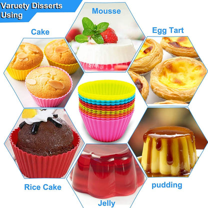 Utoolmart Silicone Baking Cups, Yellow Reusable Non-stick Cake Molds Set for Party Bakery Supplies, 5 Pcs