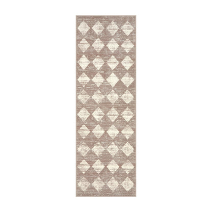 Lahome Zelie Moroccan Treills Runner Rug, 2x6 Beige Washable Rug Runner Carpet Runners for Hallway 6ft Non Skid, Checkered Kitchen Bathroom Non Skid Runners for Bedroom Hallway Entryway