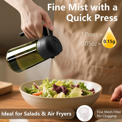 Sweet View Olive Oil Sprayer - 16oz Glass Light-Proof Oil Pourer for Cooking & BBQ