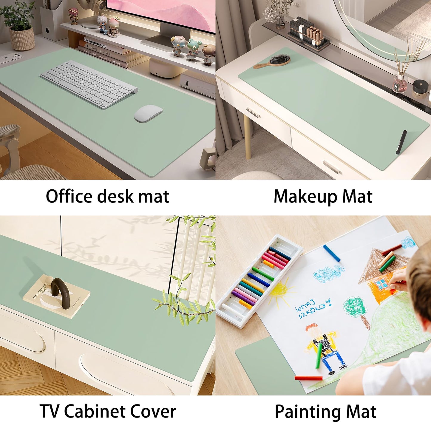 Large Countertop Mats for Crafts Jewelry Epoxy Resin Art Painting DIY, Non‑stick kitchen Baking Mat(Pea Green and Dried Sage, 11.8 X 35.4 Inches)