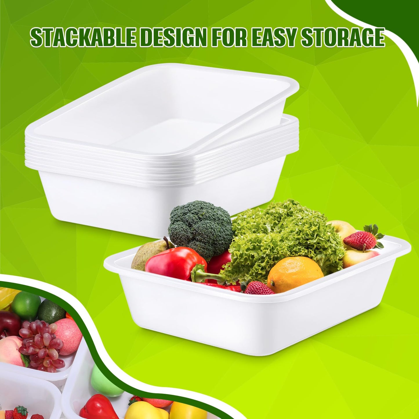 Wesiti 20 Pack 9L Commercial Bus Tubs Plastic Tub Utility Dish Bin Wash Basin Tote Box Meat Lugs Dish Pan Restaurant Supplies for Food Service Storage Butchering Fast Food Organization Kitchen, White