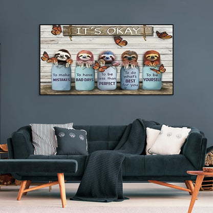 BOHADIY Inspirational Diamond Painting Kits for Adults 5D Diamond Art Kits for Adults, Sloth Large Size 16x27.5 Inch DIY Full Drill Paintings with Diamonds Gem Art Crafts for Home Wall Decor